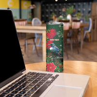 Tui Meri Kirihimete Personalised Skinny Tumbler Pohutukawa Flowers Green Motif LT9 - Polynesian Pride
