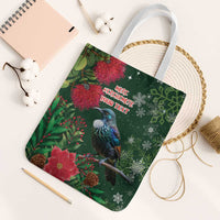 Tui Meri Kirihimete Personalised Tote Bag Pohutukawa Flowers Green Motif - Polynesian Pride