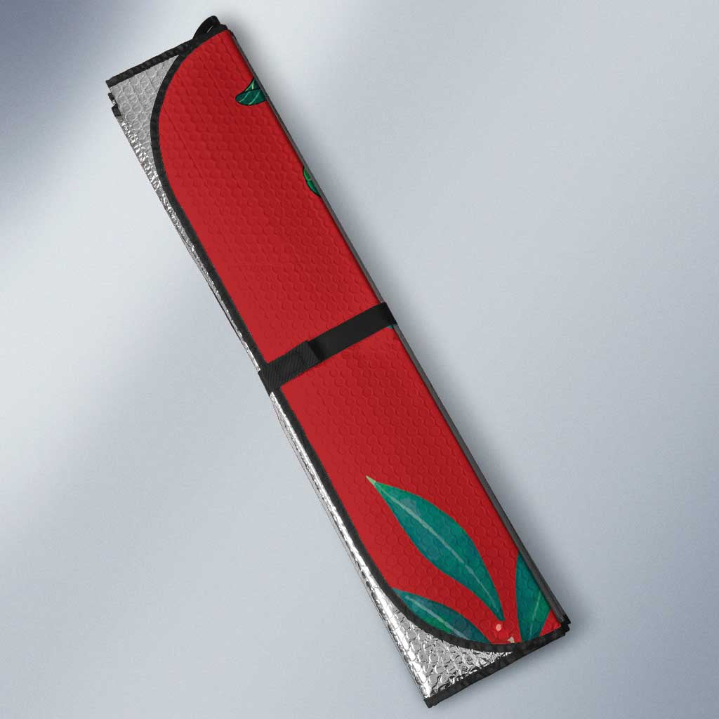 Tui Meri Kirihimete Personalised Auto Sun Shade Pohutukawa Flowers Red Motif - Polynesian Pride