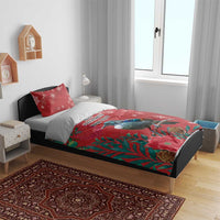 Tui Meri Kirihimete Personalised Bedding Set Pohutukawa Flowers Red Motif LT9 - Polynesian Pride