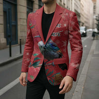 Tui Meri Kirihimete Personalised Blazer Pohutukawa Flowers Red Motif - Polynesian Pride