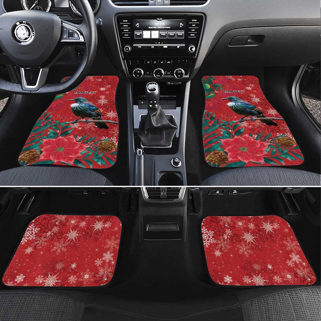 Tui Meri Kirihimete Personalised Car Mats Pohutukawa Flowers Red Motif LT9 Set 4pcs Red - Polynesian Pride