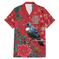 Tui Meri Kirihimete Personalised Family Matching Mermaid Dress and Hawaiian Shirt Pohutukawa Flowers Red Motif LT9 Dad's Shirt - Short Sleeve Red - Polynesian Pride