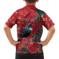 Tui Meri Kirihimete Personalised Family Matching Puletasi and Hawaiian Shirt Pohutukawa Flowers Red Motif LT9 - Polynesian Pride