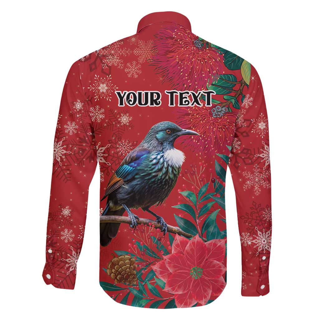 Tui Meri Kirihimete Personalised Family Matching Summer Maxi Dress and Hawaiian Shirt Pohutukawa Flowers Red Motif LT9 - Polynesian Pride