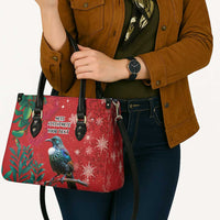 Tui Meri Kirihimete Personalised Leather Bag Pohutukawa Flowers Red Motif - Polynesian Pride