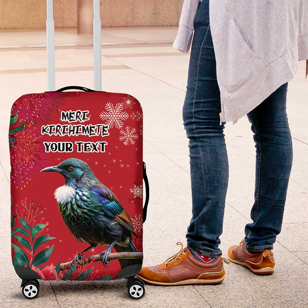Tui Meri Kirihimete Personalised Luggage Cover Pohutukawa Flowers Red Motif LT9 Red - Polynesian Pride