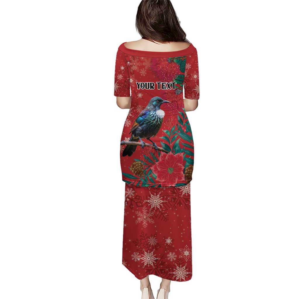 Tui Meri Kirihimete Personalised Puletasi Pohutukawa Flowers Red Motif - Polynesian Pride