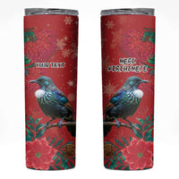 Tui Meri Kirihimete Personalised Skinny Tumbler Pohutukawa Flowers Red Motif LT9 Red - Polynesian Pride