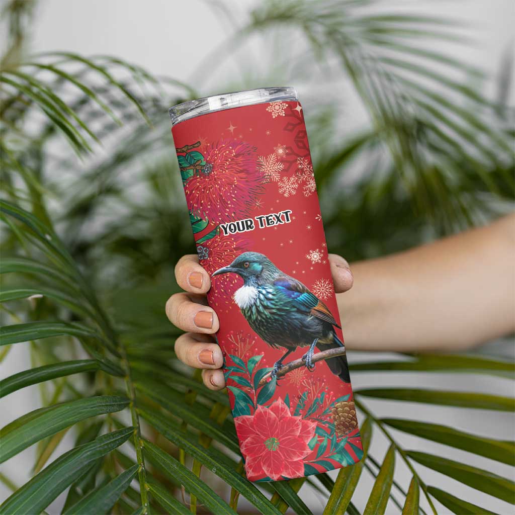 Tui Meri Kirihimete Personalised Skinny Tumbler Pohutukawa Flowers Red Motif LT9 - Polynesian Pride