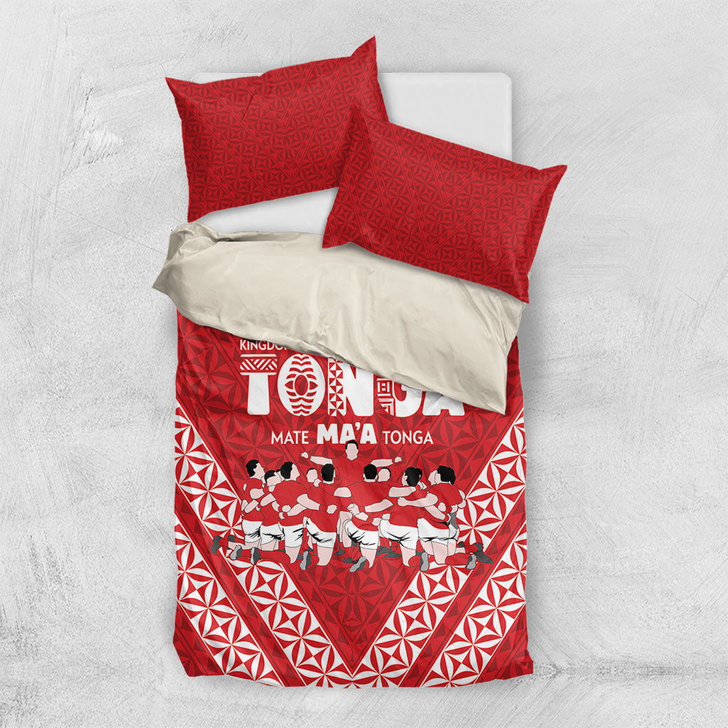 Mate Ma'a Tonga Bedding Set Tongan Sipi Tau Ngatu Inspired Red LT9 US Twin 172cm x 218cm Red - Polynesian Pride