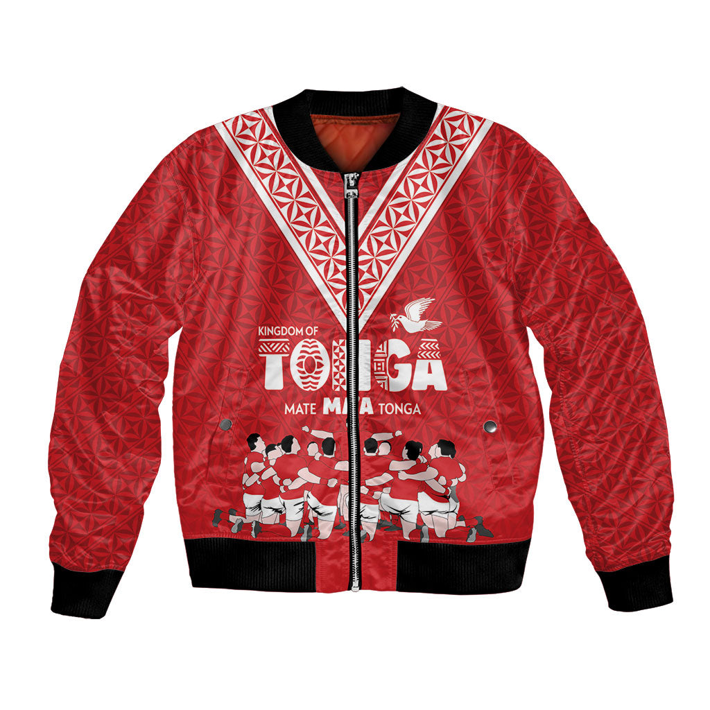 Mate Ma'a Tonga Custom Bomber Jacket Tongan Sipi Tau Ngatu Inspired Red LT9 Unisex Red - Polynesian Pride