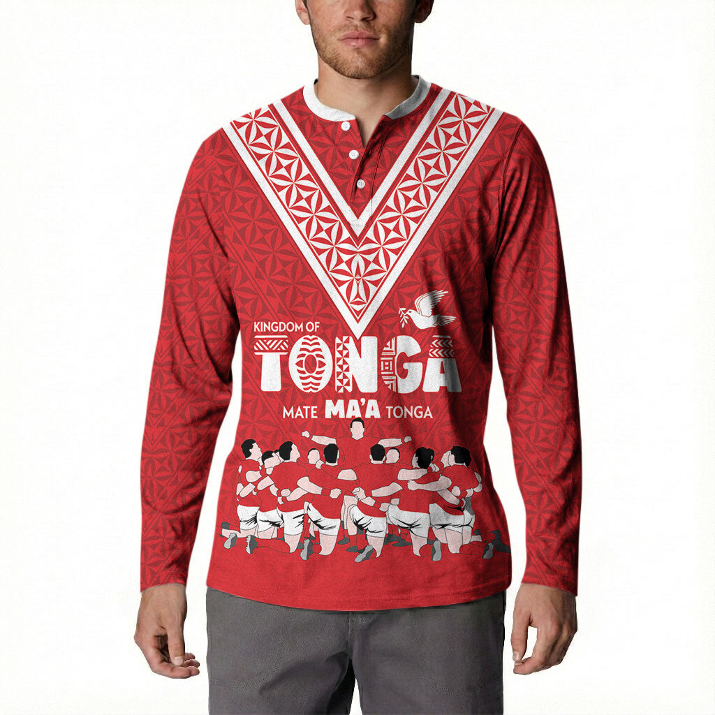 Mate Ma'a Tonga Custom Button Sweatshirt Tongan Sipi Tau Ngatu Inspired Red LT9 - Polynesian Pride