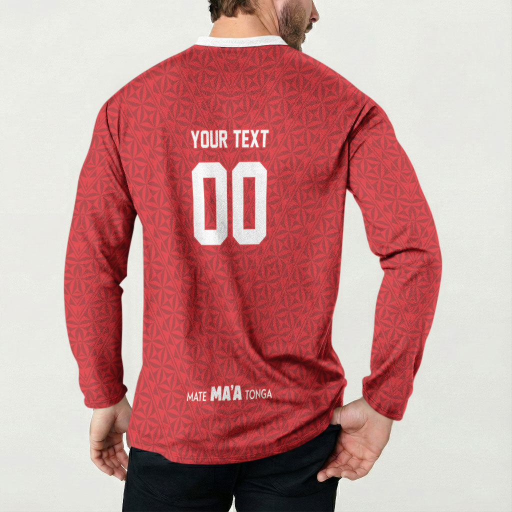Mate Ma'a Tonga Custom Button Sweatshirt Tongan Sipi Tau Ngatu Inspired Red LT9 - Polynesian Pride
