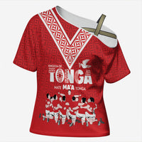 Mate Ma'a Tonga Custom Cross Shoulder Shirt Tongan Sipi Tau Ngatu Inspired Red LT9 Female Red - Polynesian Pride