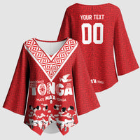 Mate Ma'a Tonga Custom Kimono Sleeve Blouse Tongan Sipi Tau Ngatu Inspired Red LT9 - Polynesian Pride