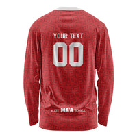 Mate Ma'a Tonga Custom Long Sleeve Shirt Tongan Sipi Tau Ngatu Inspired Red LT9 - Polynesian Pride