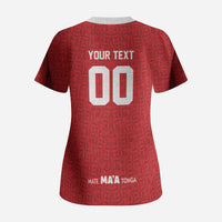 Mate Ma'a Tonga Custom Scrub Top Tongan Sipi Tau Ngatu Inspired Red LT9 - Polynesian Pride