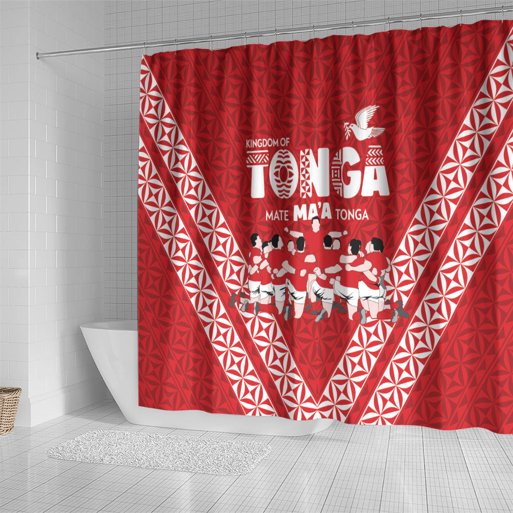 Mate Ma'a Tonga Shower Curtain Tongan Sipi Tau Ngatu Inspired Red LT9 - Polynesian Pride