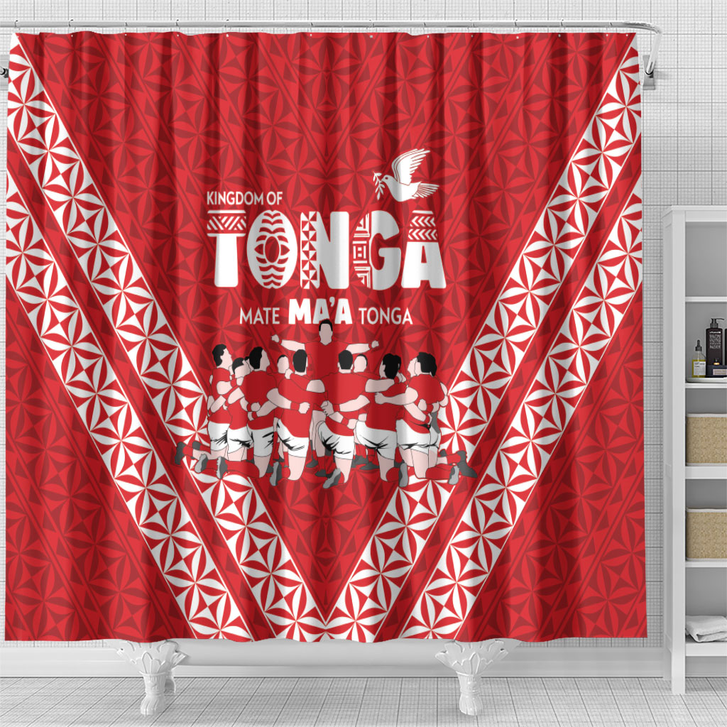 Mate Ma'a Tonga Shower Curtain Tongan Sipi Tau Ngatu Inspired Red LT9 - Polynesian Pride