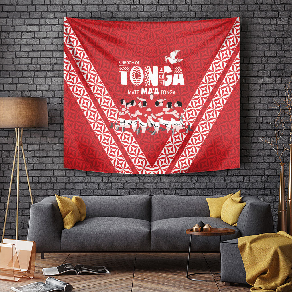 Mate Ma'a Tonga Tapestry Tongan Sipi Tau Ngatu Inspired Red