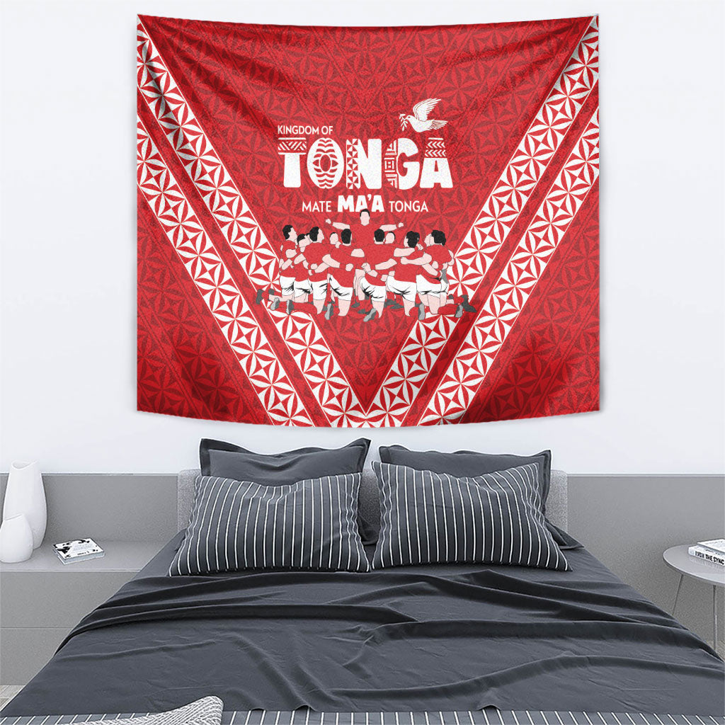 Mate Ma'a Tonga Tapestry Tongan Sipi Tau Ngatu Inspired Red
