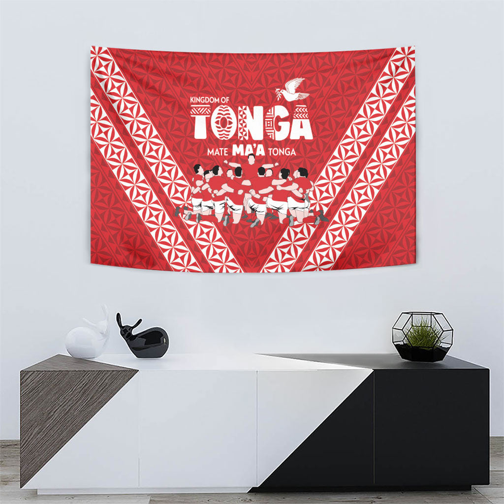 Mate Ma'a Tonga Tapestry Tongan Sipi Tau Ngatu Inspired Red