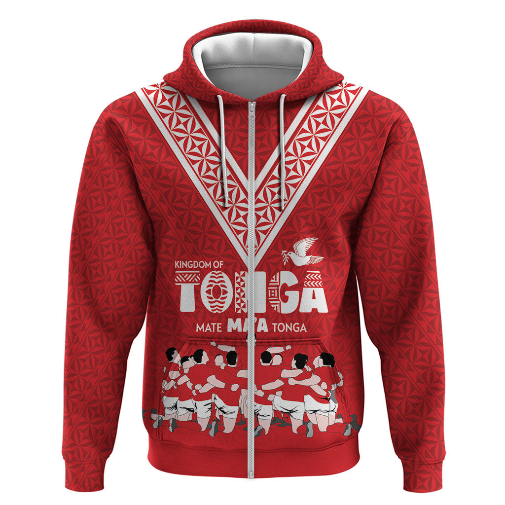 Mate Ma'a Tonga Custom Zip Hoodie Tongan Sipi Tau Ngatu Inspired Red LT9 Zip Hoodie Red - Polynesian Pride