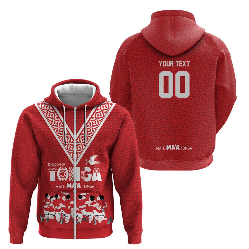 Mate Ma'a Tonga Custom Zip Hoodie Tongan Sipi Tau Ngatu Inspired Red LT9 - Polynesian Pride