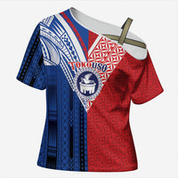 TokoUso Samoa Tonga Personalised Cross Shoulder Shirt Pacific Brotherhood Tribal Pattern LT9 Female Multicolor - Polynesian Pride
