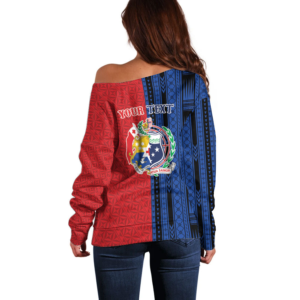 TokoUso Samoa Tonga Personalised Off Shoulder Sweater Pacific Brotherhood Tribal Pattern LT9 - Polynesian Pride