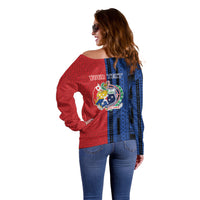TokoUso Samoa Tonga Personalised Off Shoulder Sweater Pacific Brotherhood Tribal Pattern LT9 - Polynesian Pride