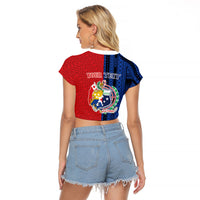 TokoUso Samoa Tonga Personalised Raglan Cropped T Shirt Pacific Brotherhood Tribal Pattern LT9 - Polynesian Pride