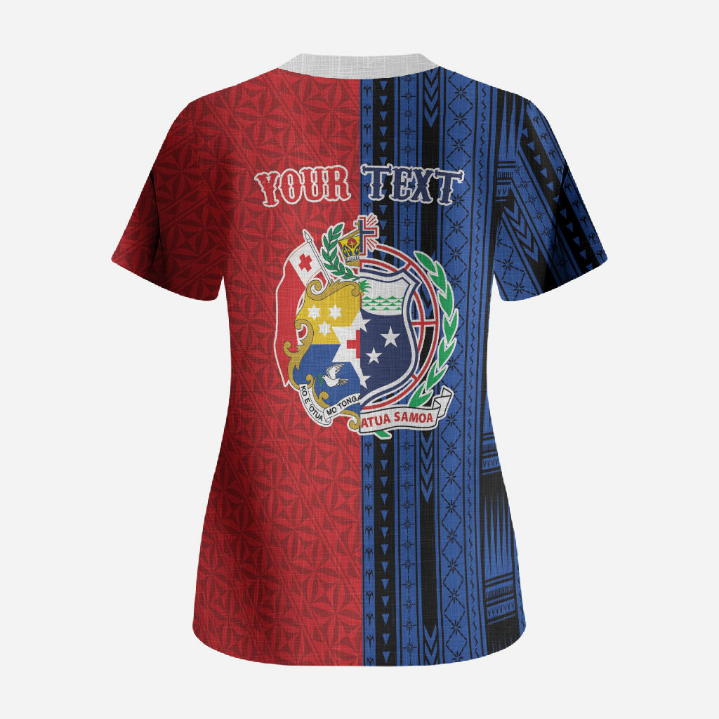 TokoUso Samoa Tonga Personalised Scrub Top Pacific Brotherhood Tribal Pattern LT9 - Polynesian Pride