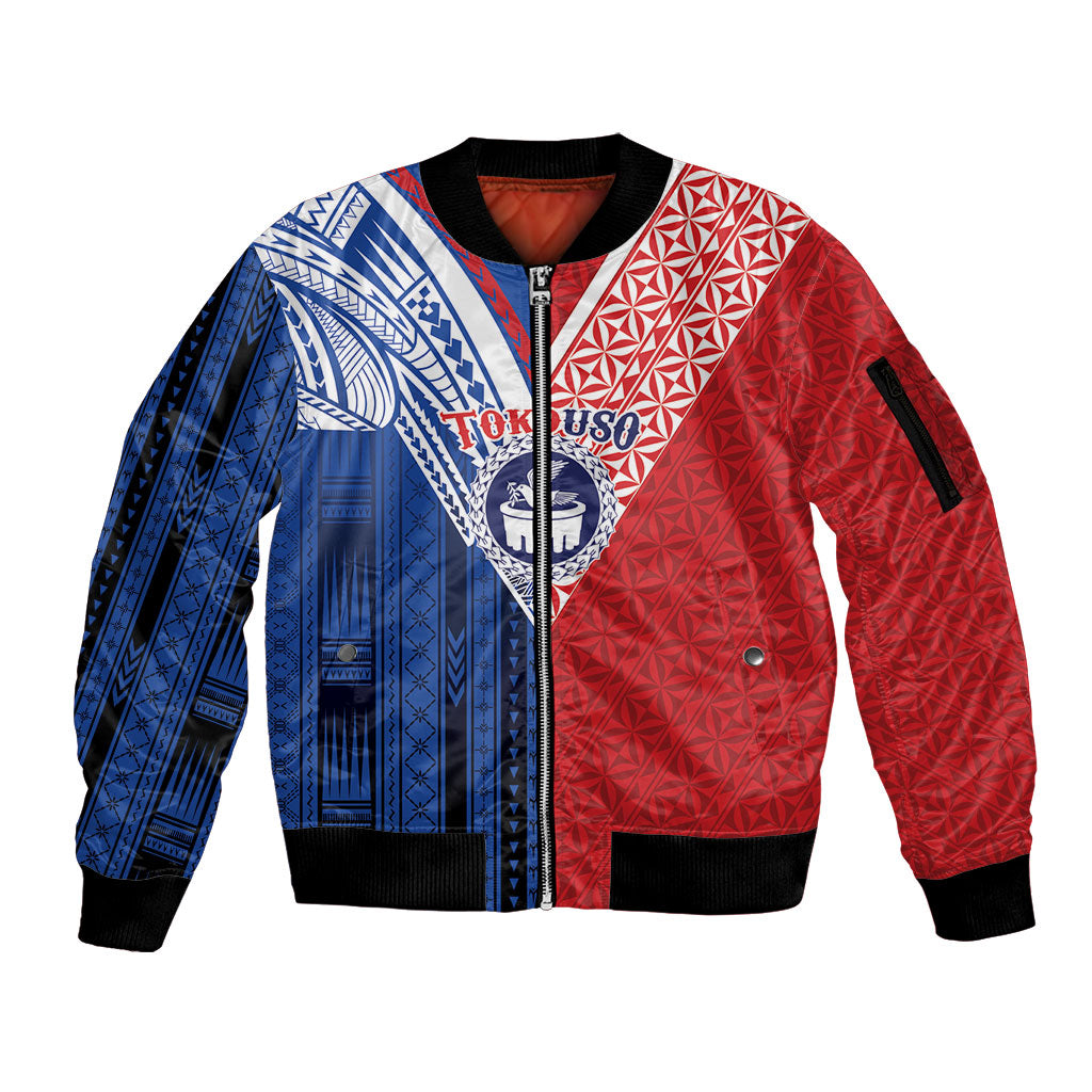 TokoUso Samoa Tonga Personalised Sleeve Zip Bomber Jacket Pacific Brotherhood Tribal Pattern LT9 Unisex Multicolor - Polynesian Pride