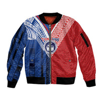 TokoUso Samoa Tonga Personalised Sleeve Zip Bomber Jacket Pacific Brotherhood Tribal Pattern LT9 Unisex Multicolor - Polynesian Pride