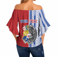 TokoUso American Samoa Tonga Personalised Off Shoulder Wrap Waist Top Pacific Brotherhood Tribal Pattern LT9 - Polynesian Pride
