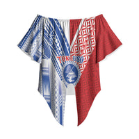 TokoUso American Samoa Tonga Personalised Off Shoulder Wrap Waist Top Pacific Brotherhood Tribal Pattern LT9 - Polynesian Pride