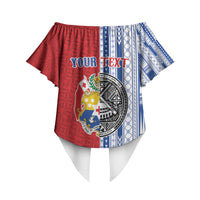 TokoUso American Samoa Tonga Personalised Off Shoulder Wrap Waist Top Pacific Brotherhood Tribal Pattern LT9 - Polynesian Pride