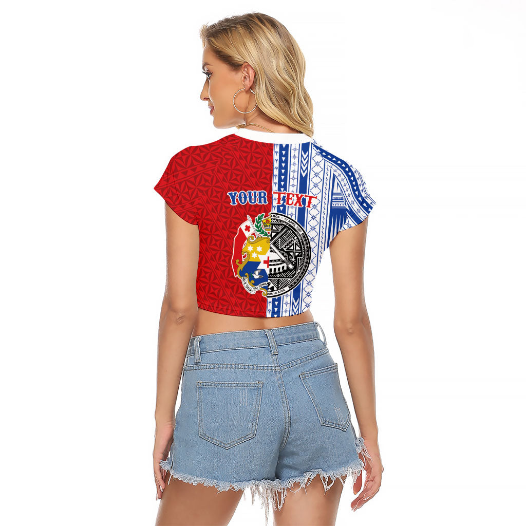 TokoUso American Samoa Tonga Personalised Raglan Cropped T Shirt Pacific Brotherhood Tribal Pattern LT9 - Polynesian Pride