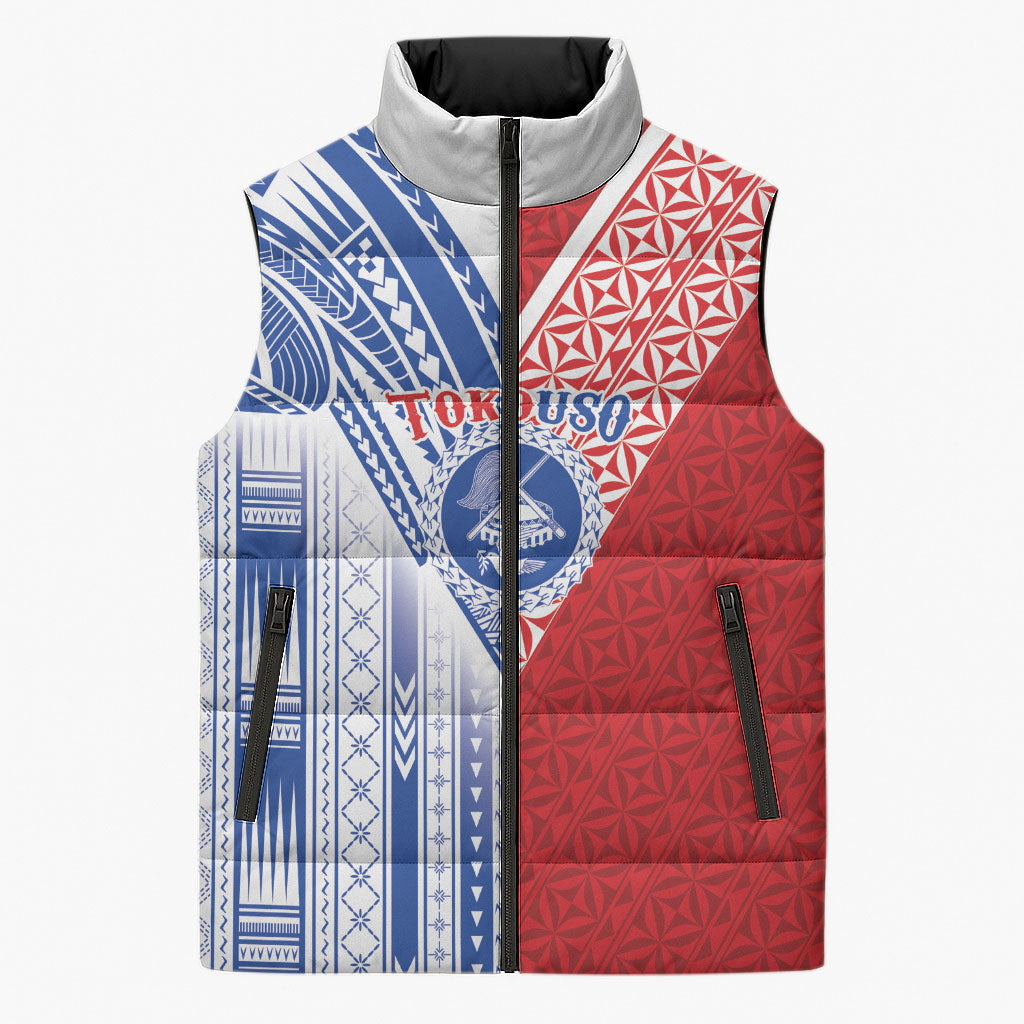TokoUso American Samoa Tonga Personalised Sleeveless Puffer Jacket Pacific Brotherhood Tribal Pattern LT9 Unisex Multicolor - Polynesian Pride
