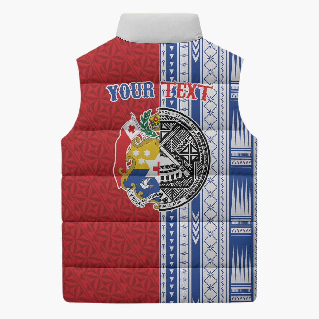 TokoUso American Samoa Tonga Personalised Sleeveless Puffer Jacket Pacific Brotherhood Tribal Pattern LT9 - Polynesian Pride