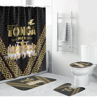 Mate Ma'a Tonga Bathroom Set Tongan Sipi Tau Ngatu Inspired Black LT9 Bathroom Set (4 pcs) Black - Polynesian Pride