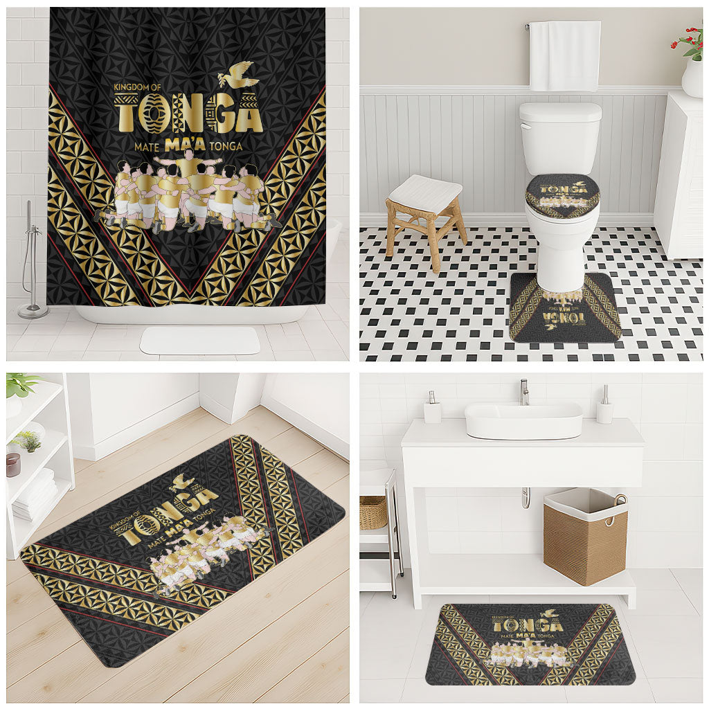 Mate Ma'a Tonga Bathroom Set Tongan Sipi Tau Ngatu Inspired Black LT9 - Polynesian Pride
