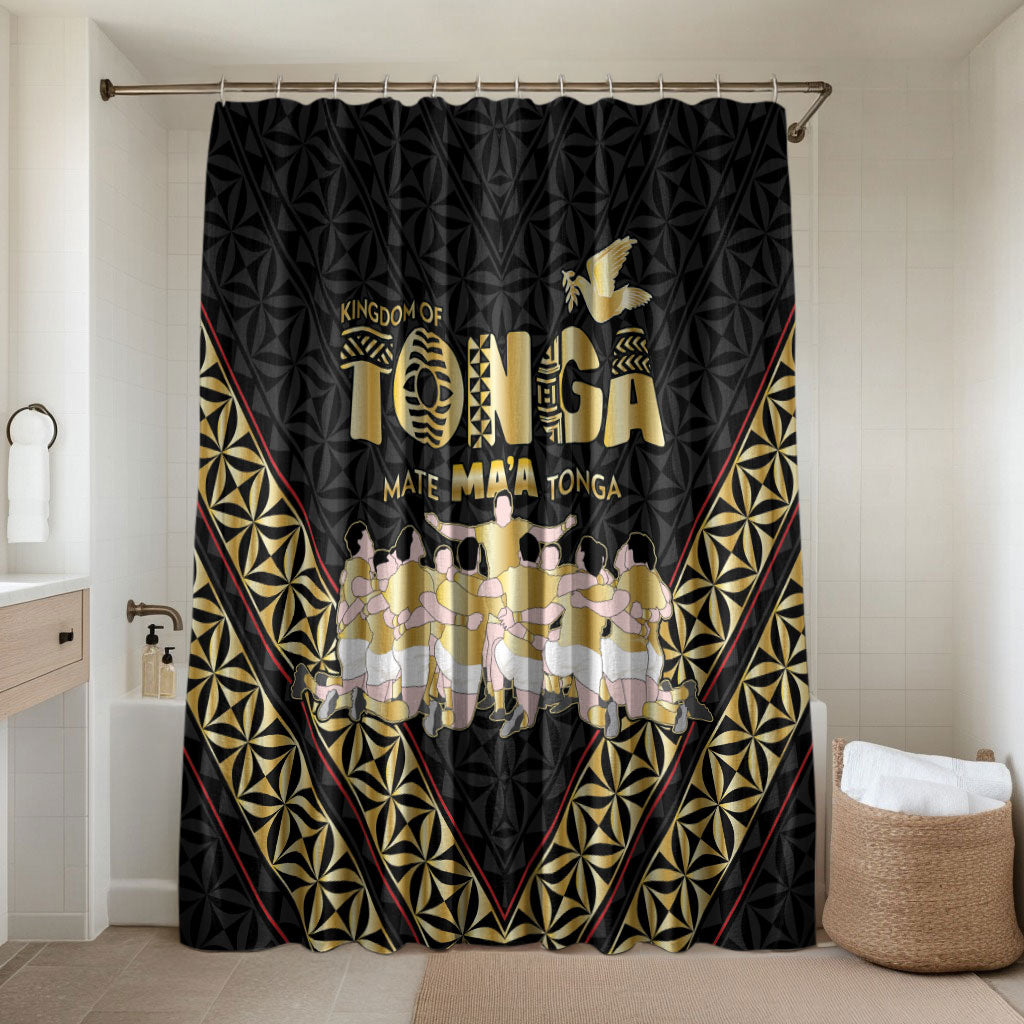 Mate Ma'a Tonga Bathroom Set Tongan Sipi Tau Ngatu Inspired Black LT9 Shower Curtain Only Black - Polynesian Pride