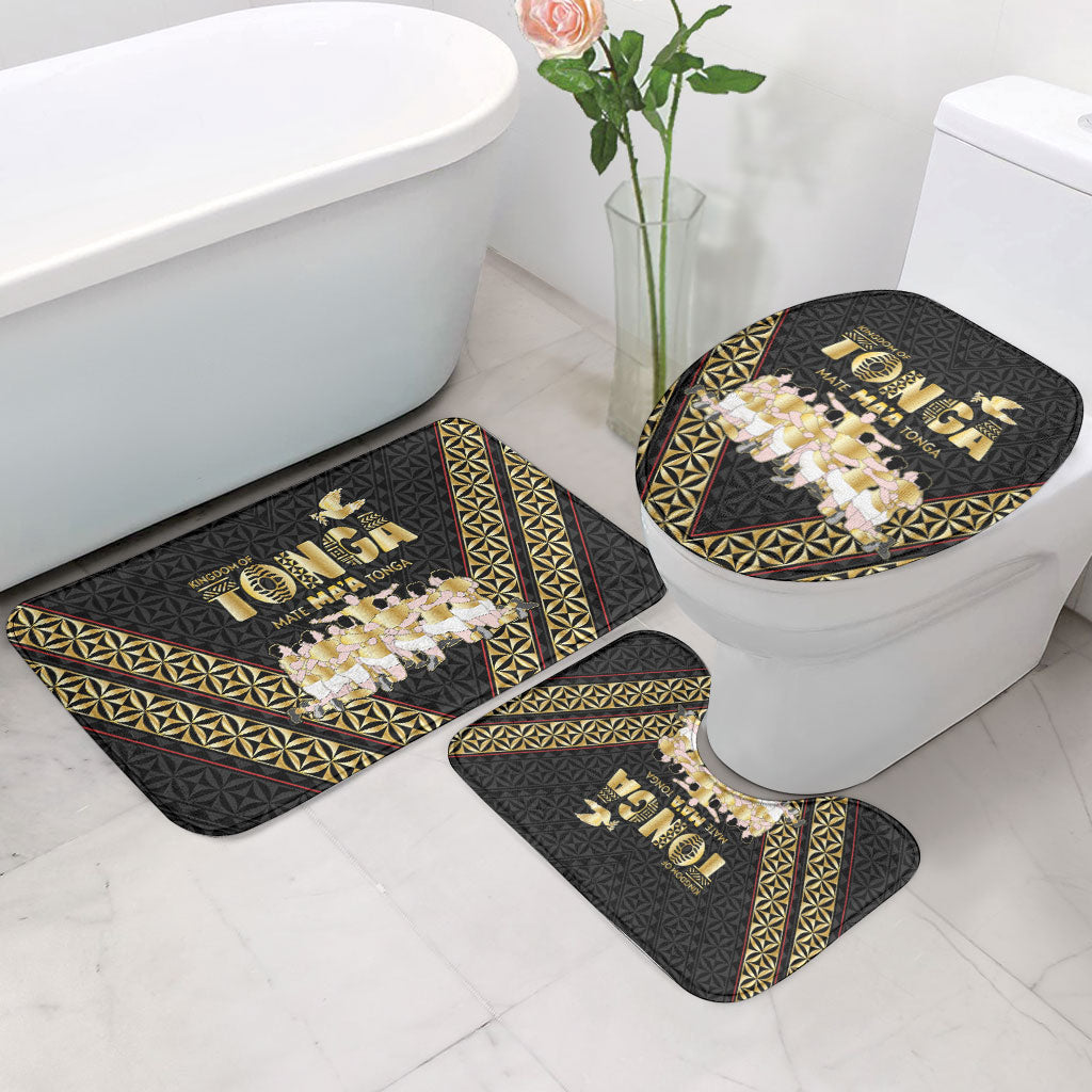 Mate Ma'a Tonga Bathroom Set Tongan Sipi Tau Ngatu Inspired Black LT9 - Polynesian Pride
