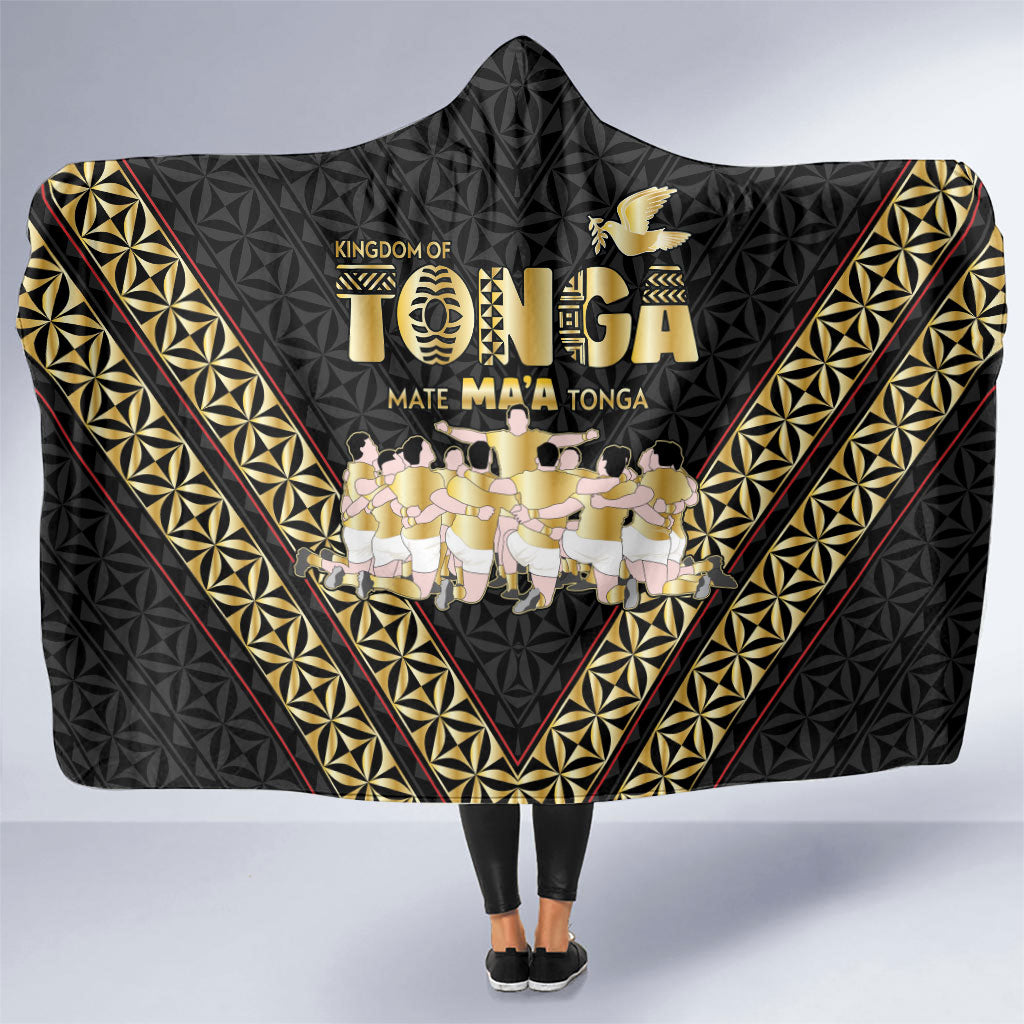 Mate Ma'a Tonga Hooded Blanket Tongan Sipi Tau Ngatu Inspired Black LT9 One Size Black - Polynesian Pride