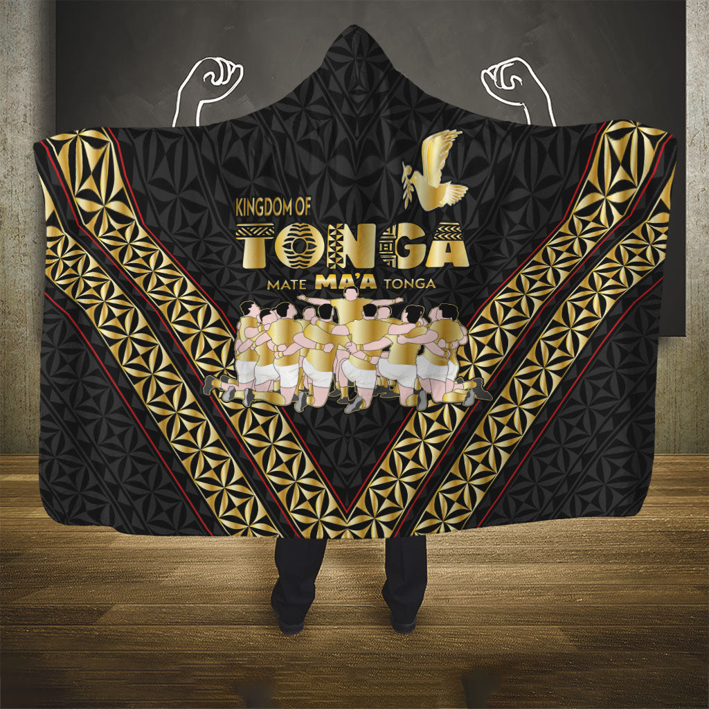 Mate Ma'a Tonga Hooded Blanket Tongan Sipi Tau Ngatu Inspired Black LT9 - Polynesian Pride
