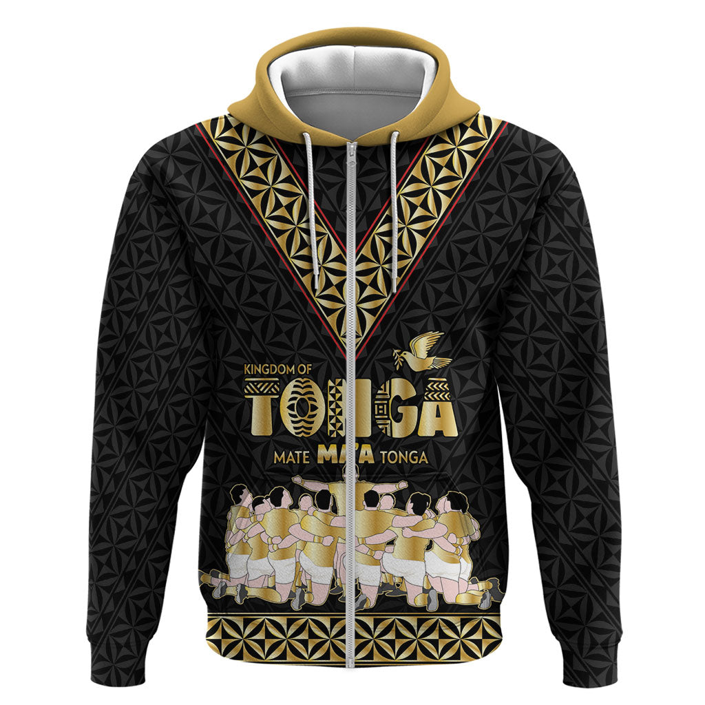 Mate Ma'a Tonga Custom Hoodie Tongan Sipi Tau Ngatu Inspired Black LT9 Zip Hoodie Black - Polynesian Pride