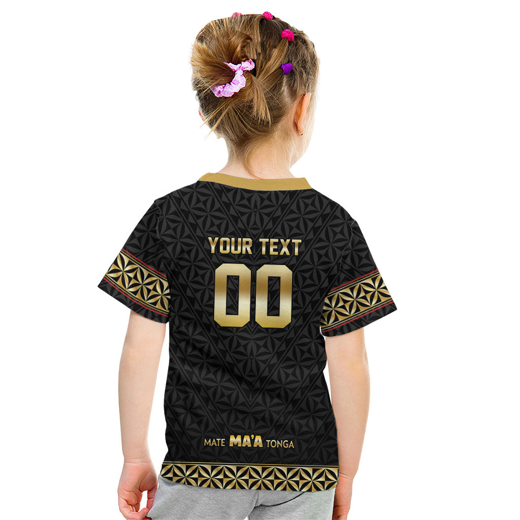 Mate Ma'a Tonga Custom Kid T Shirt Tongan Sipi Tau Ngatu Inspired Black LT9 - Polynesian Pride